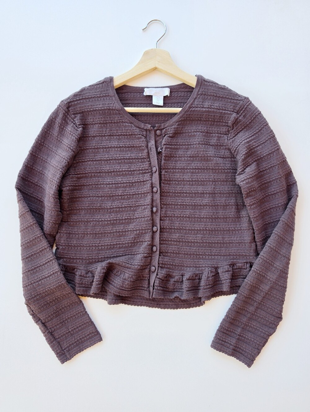 Caroline Constas Brown Knit Cropped Button Front Cardigan